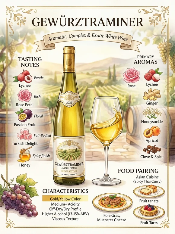 Gewürztraminer — poster and bottle