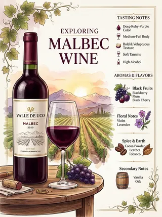 馬爾貝克 (Malbec) — 葡萄品種，視覺插圖