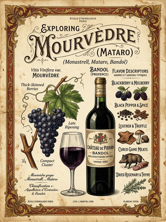 Mourvèdre — poster and bottle