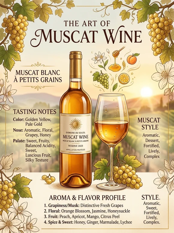 Muskateller (Moscato) — poster and bottle