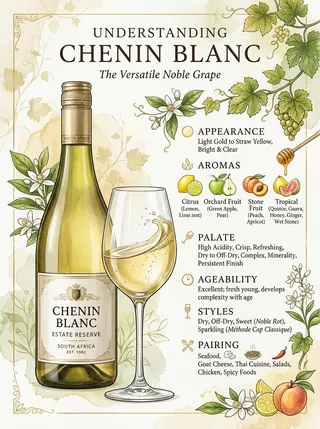 白詩南 (Chenin Blanc) — 葡萄品種，視覺插圖