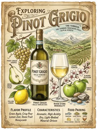 灰皮諾 (Pinot Grigio / Gris) — 葡萄品種，視覺插圖