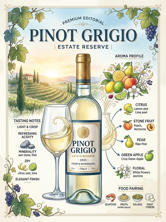 Prosecco (Glera) — poster and bottle