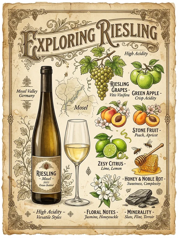 Riesling — poster and bottle