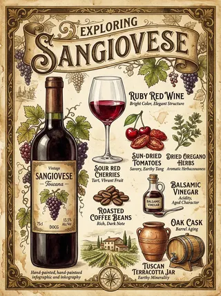 桑嬌維塞 (Sangiovese) — 葡萄品種，視覺插圖