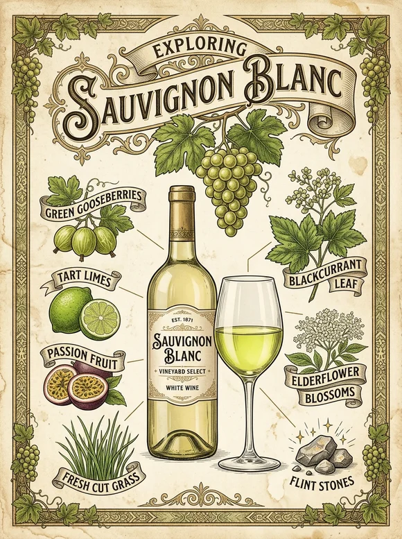 Sauvignon Blanc — poster and bottle