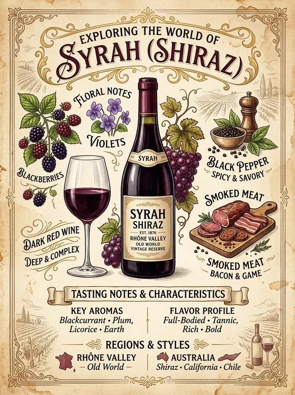 Сира (Шираз) — poster and bottle