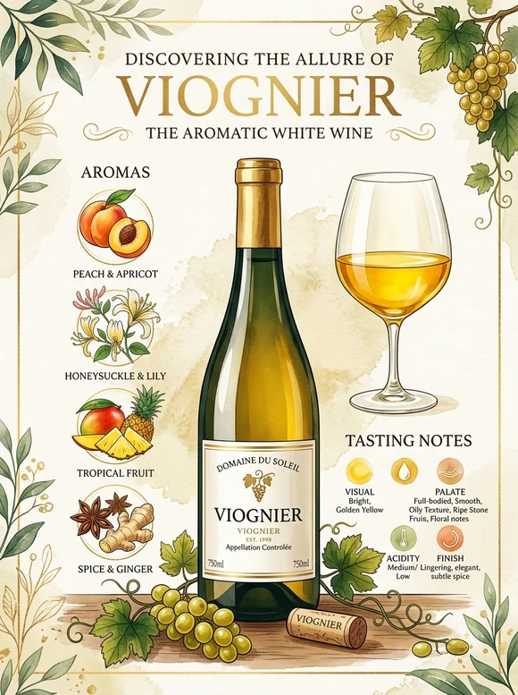 維歐尼 (Viognier) — poster and bottle