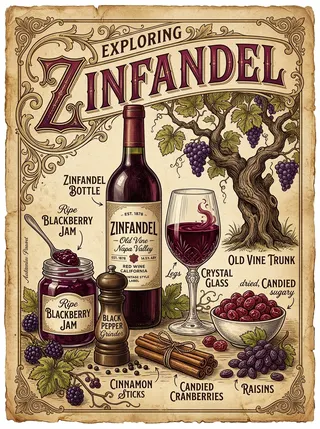 金芬黛 (Zinfandel / Primitivo) — 葡萄品種，視覺插圖